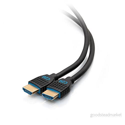 C2G 0,6 m prestandaserie ultraflexibel HDMI kabel med hög hastighet 4K 60Hz i väggen, CMG (FT4) klassad kompatibel Xbox, Blu ray, DVD, PS5, Smart TV, Soundbar, bildskärmar 757120103752