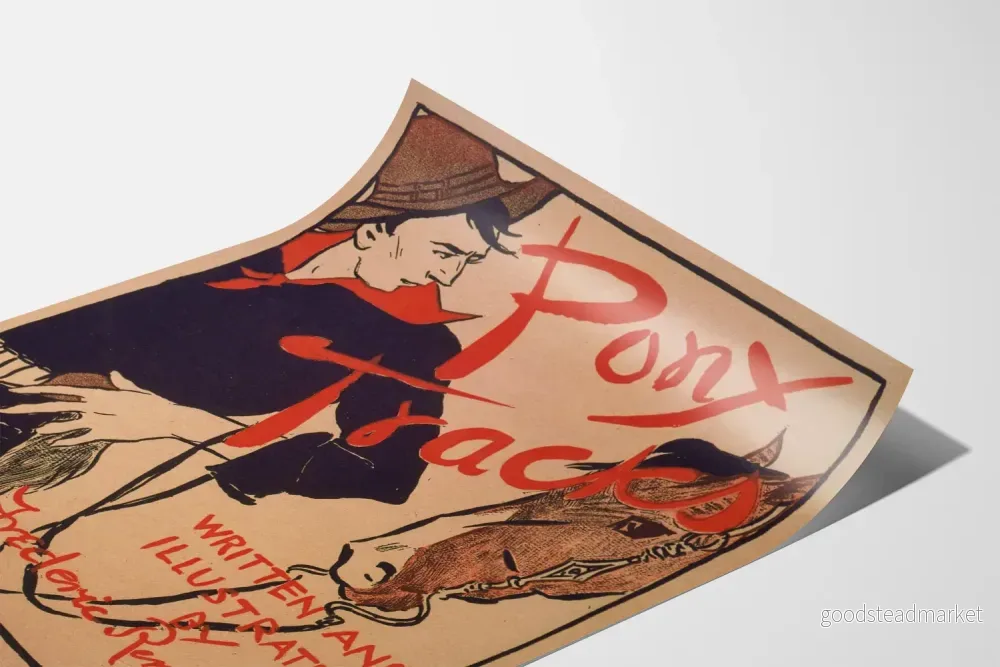 Vintageposter med ponnyspårillustration i västerländsk stil - Bild 3