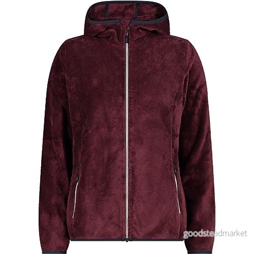 CMP Fleece jacka för kvinnor med fast huva, Burgundy, 46 8058949441967