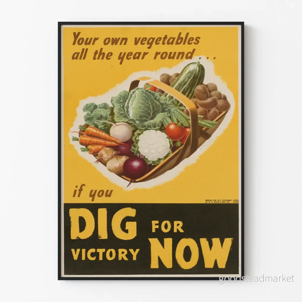 Vintage poster för väggdekoration med färska grönsaker, årsring