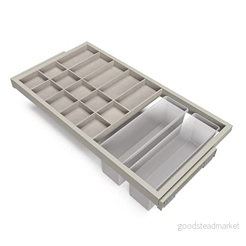 Emuca Sats med organisatörslådsats, extra fack och ställ mjukstängande skjut, justerbar, modul 900mm, stenfärgsmålad 8432393293851
