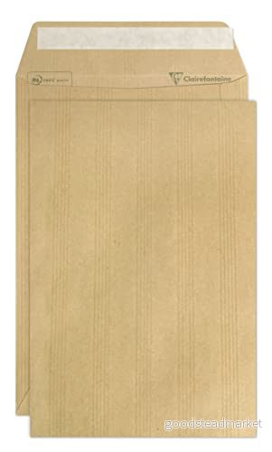 Clairefontaine 7742C kartong med 500 fraktpåsar kraftbrun C5 162 x 229 mm, självhäftande, 90 g, 1 3329680774207