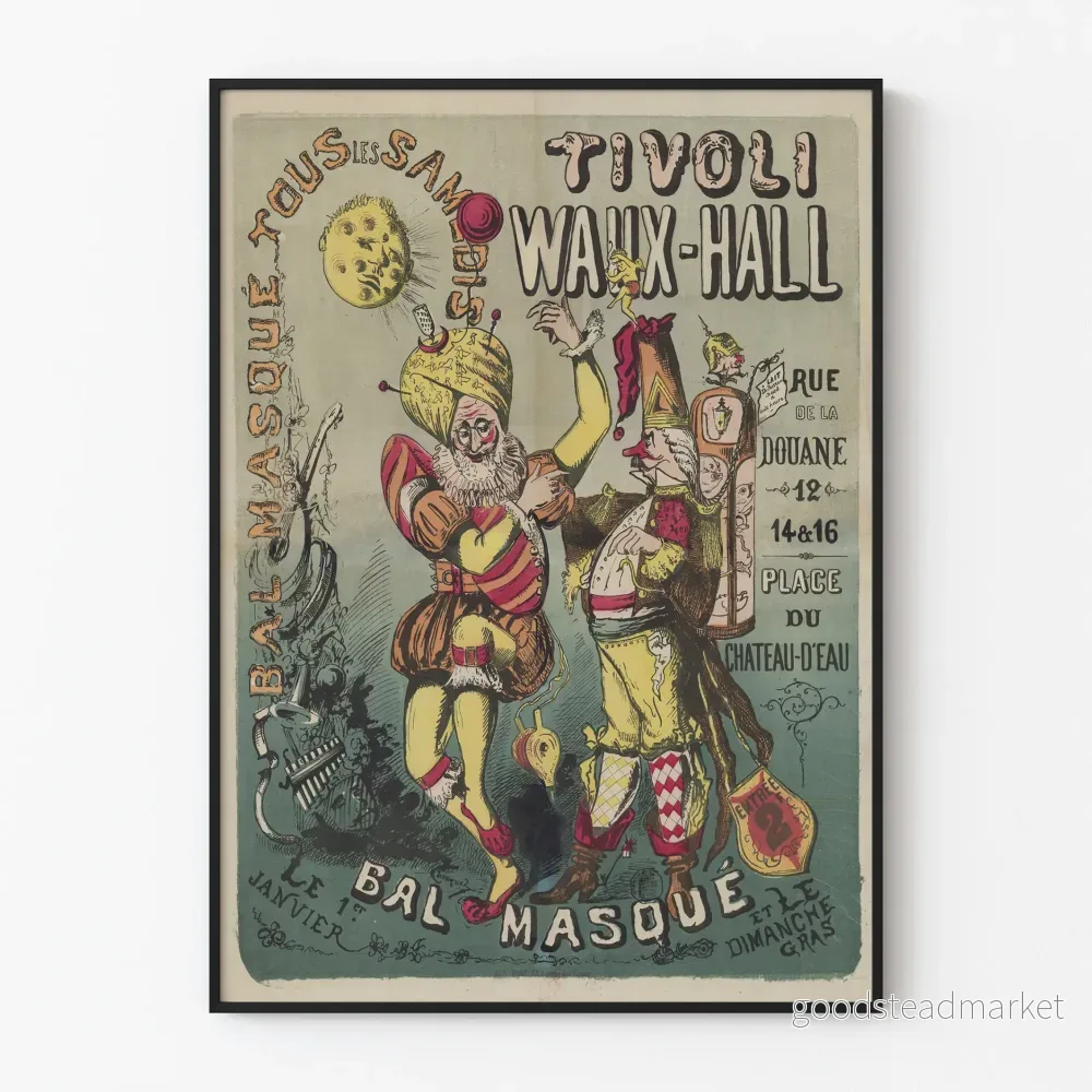 Vintageposter Bal Masqué Tivoli Waux-Hall väggdekoration