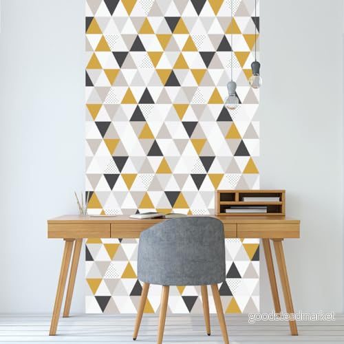Ambiance Sticker Förlimmad non woven tapet gigantiska fresker skandinaviskt geometriskt mönster trianglar dekorativt självhäftande H 300 x L 60 cm 5415231939602
