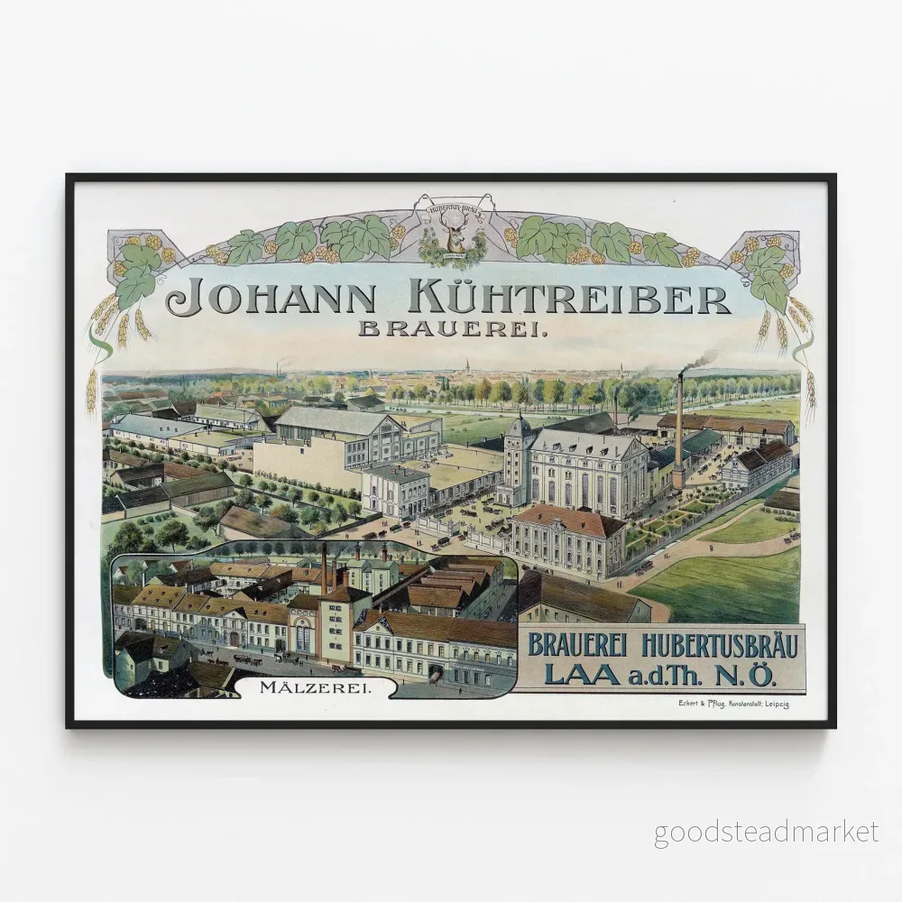 Vintageposter för Brasserie Johann Kührtreiber - Industriell väggdekoration
