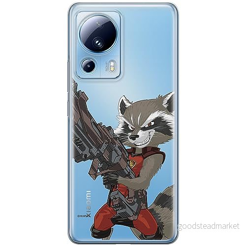 ERT GROUP mobiltelefonfodral för Xiaomi 13 LITE/CIVI 2 originalt och officiellt licensierat Marvel mönster Rocket 008 optimalt anpassad till formen på mobiltelefonen, gedeeltelijk transparant 5905511918590