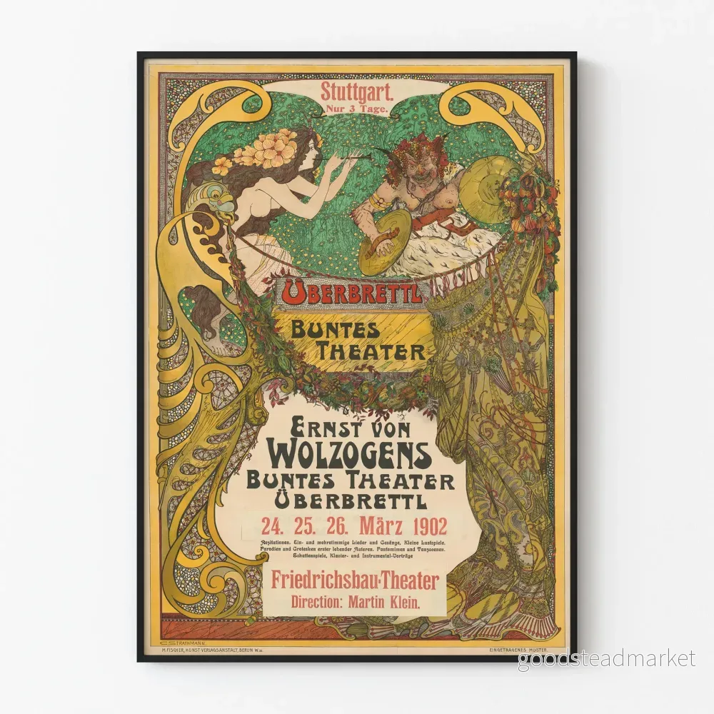Vintageaffisch Ernst von Wolzogen Buntes Theater 1902