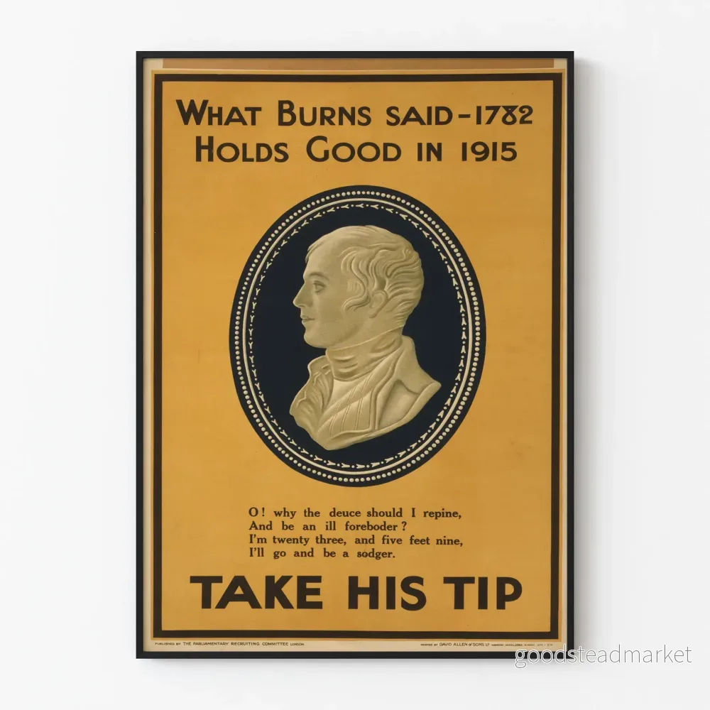 Vintageaffisch What Burns Said 1782 för väggdekoration