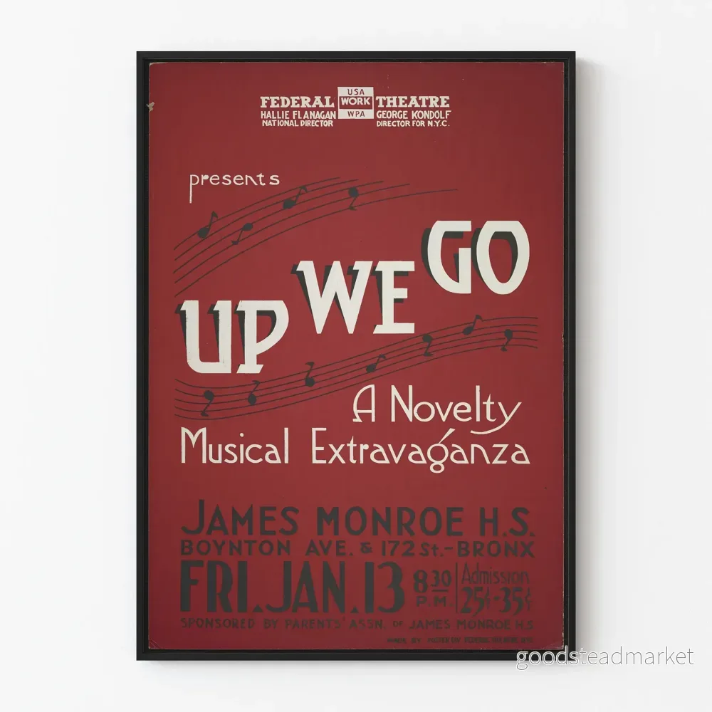 Vintageposter Up We Go – Retro musikväggdekoration Vintageposter Up We Go – Retro musikväggdekoration