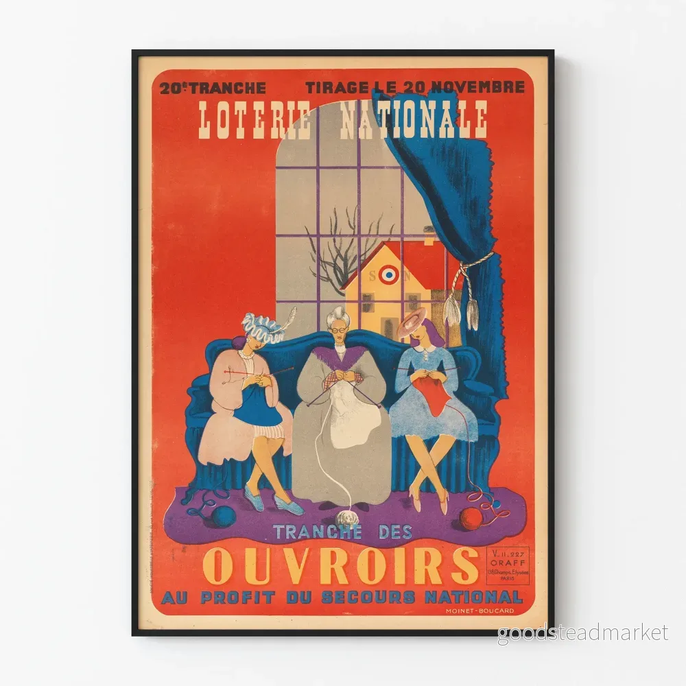 Vintageaffisch Nationallotteriet - Ouvroirs-sektionen