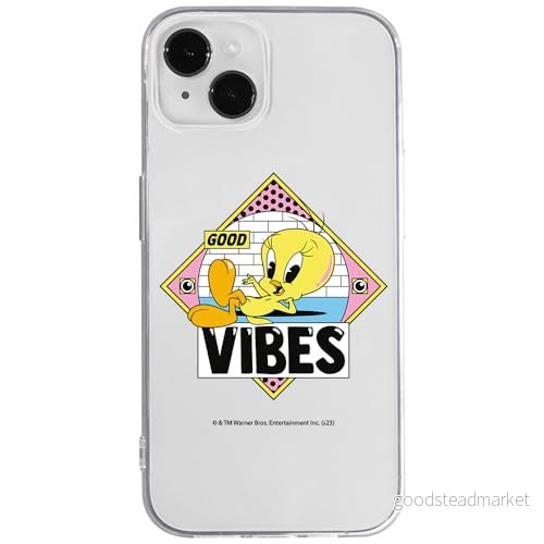 ERT GROUP mobiltelefonfodral för Iphone 14 PLUS originalt och officiellt licensierat Looney Tunes mönster Tweety 013 optimalt anpassad till formen på mobiltelefonen, gedeeltelijk transparant 5905795095413