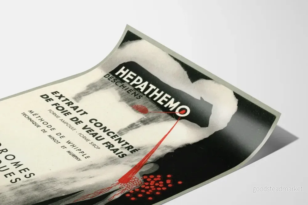 Vintageposter Hepathemo koncentrat av färskt kalvleverextrakt - Bild 3