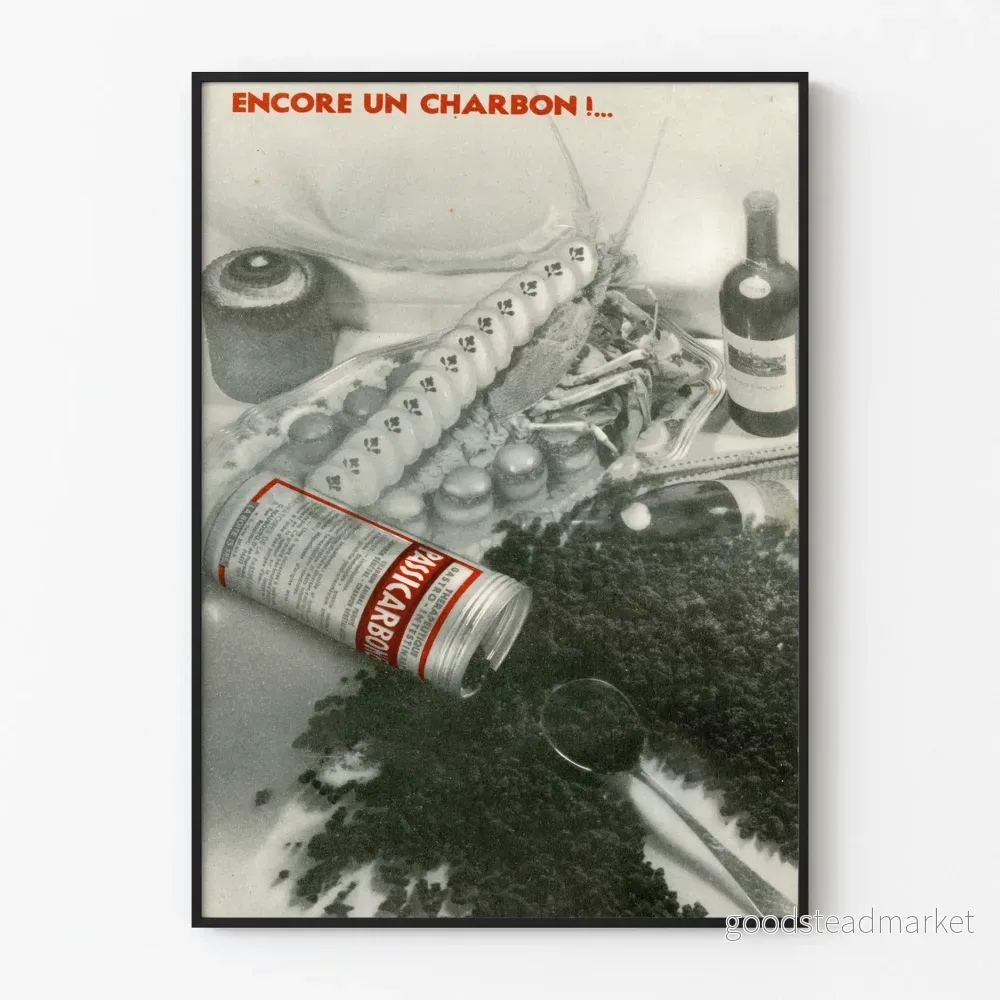 Vintage reklamposter Passi Charbon för retro väggdekoration