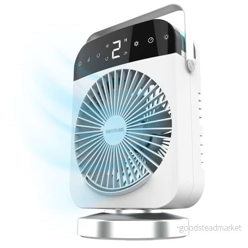 Cecotec Bärbar luftkonditionering EnergySilence 600 DeskChill Smart Rotate 500 ml kapacitet, touch kontroll, 3 hastigheter, LED belysning, påfyllningsrör 8435484083560