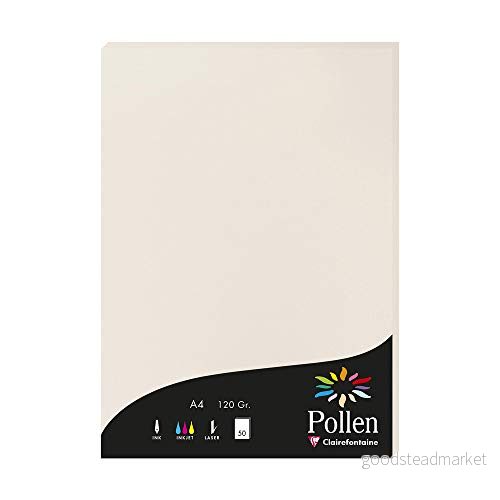 Clairefontaine Ref 4268C pollenfärgat papper (paket med 50 ark) A4 (210 x 297 mm), 120 gsm papper, bläckstråleskrivare och laserskrivarkompatibel, syrafri pärlgrå 3329680042689