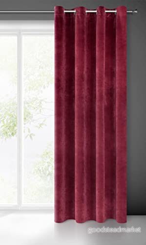 Eurofirany villa gardin sammet mjuk 10 öljett 1 st. elegant tjock 290 g/m2 slät enfärgad fluffig modern klassisk vardagsrum sovrum lounge, bordeaux, 140 x 250 cm 5900811773429