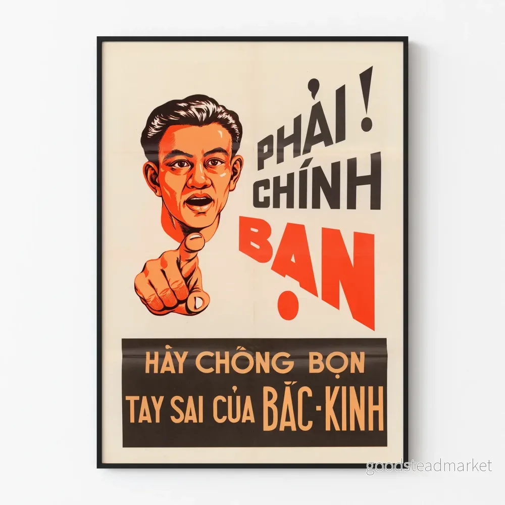 vintage vietnamesisk poster Phải Chính Ban väggdekoration