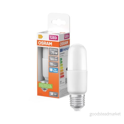 OSRAM LED Star Classic STICK, frostad LED-lampa i pinneform för E27-sockel, dagsljusvitt (6500K), 1050 lumen, ersätter konventionella 75W-lampor, 1 st. 4058075466258