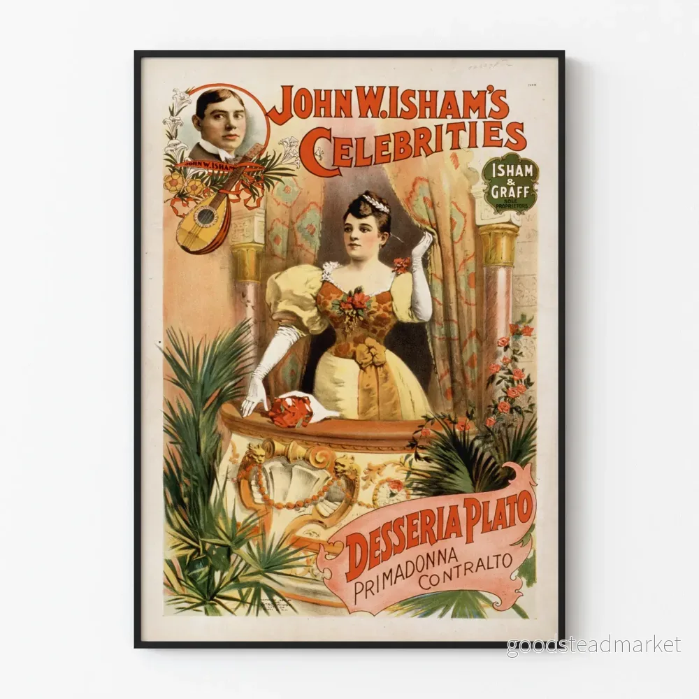 Vintageposter av John W. Isham's Celebrities – Retro väggdekoration