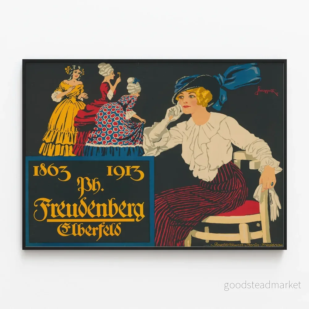 Vintage dekorativ poster Freudenberg Elberfeld 1863-1913