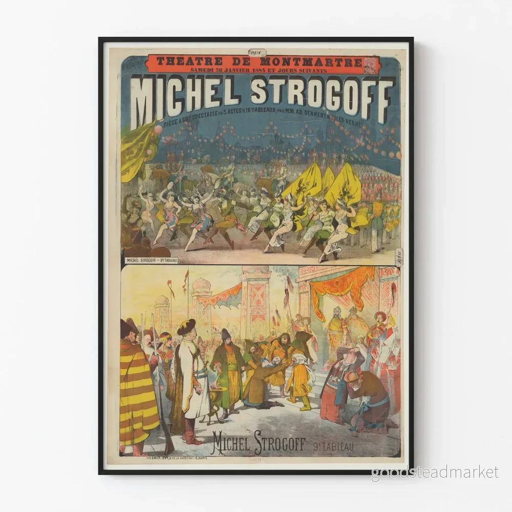 Affisch Montmartre Teater Michel Strogoff 1884