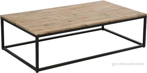 Elegant modernt sidobord i akaciaträ och metall Modern Stil Lågt soffbord 115x65x32,5 cm, brunt svart 8058268055258