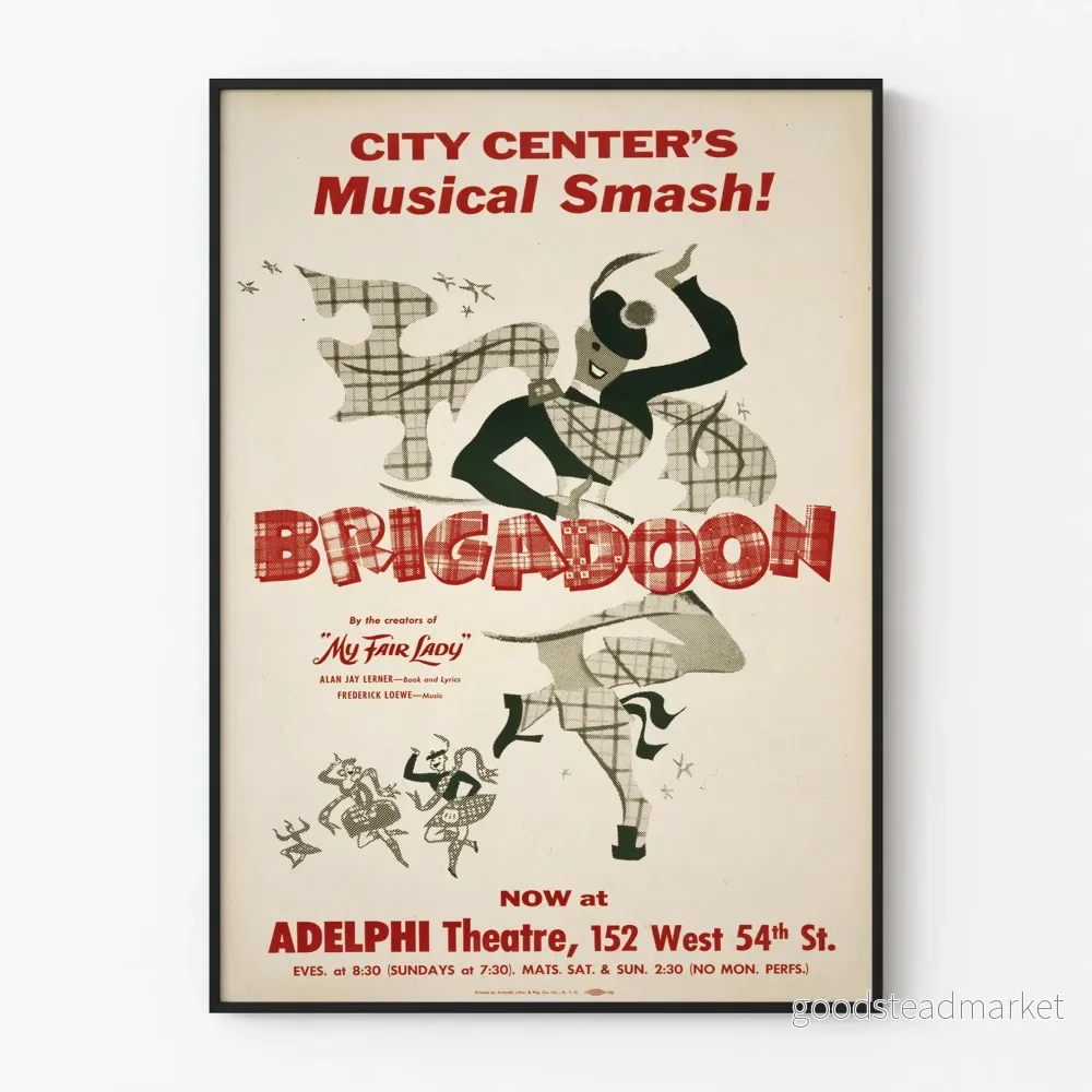 Vintage musikposter Brigadoon för väggdekoration
