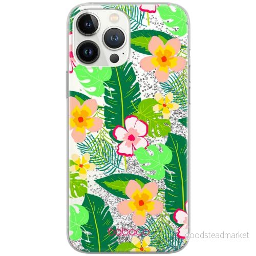 ERT GROUP mobiltelefonfodral för Apple Iphone 7 PLUS/ 8 PLUS originalt och officiellt licensierat Babaco mönster Flowers 019 Vit anpassad till formen på mobiltelefonen, med glitter overflow effekt 5903932635157