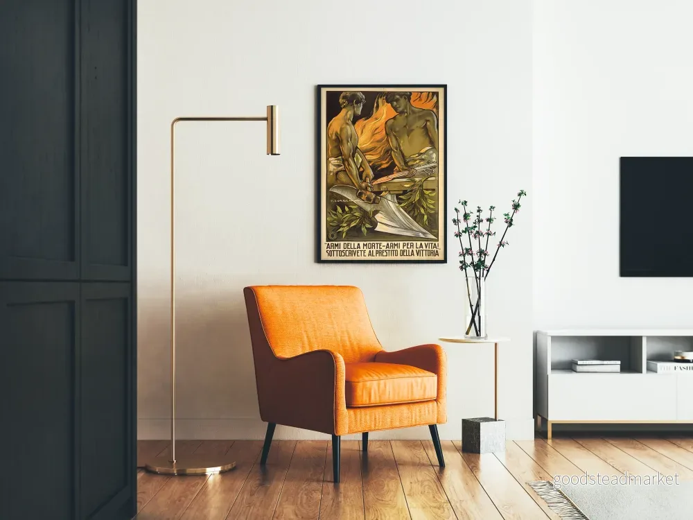 Italiensk vintage propagandaposter med två smeder och flammor - Bild 2