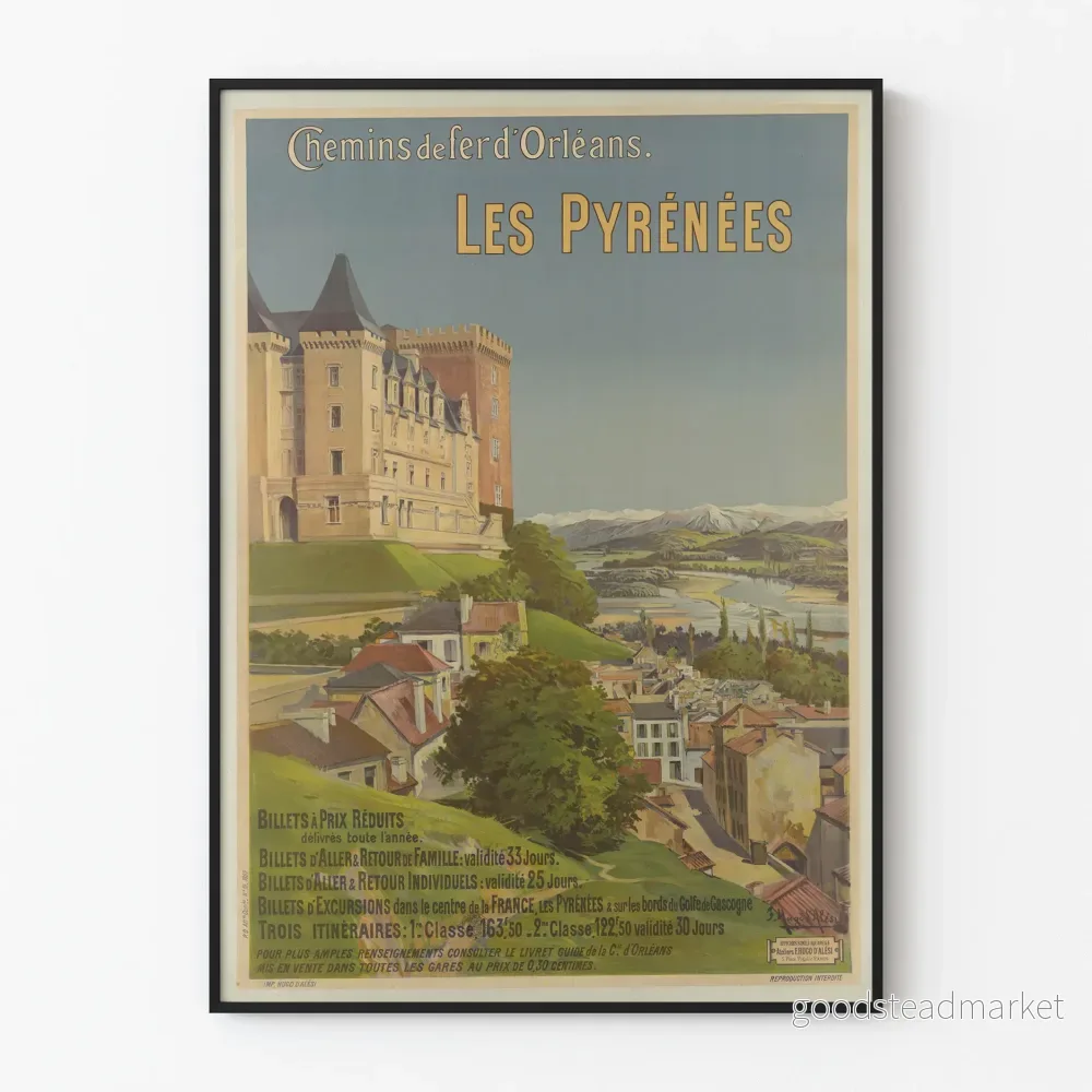 Vintageposter av Orléans järnvägar - Pyrenéerna