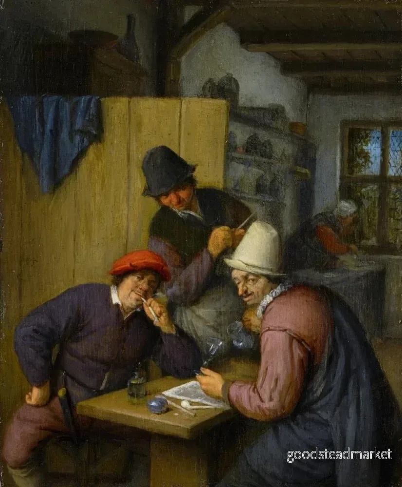 Målning Tre bönder som dricker och röker i en taverna - Adriaen van Ostade | Konsttryck - Bild 2