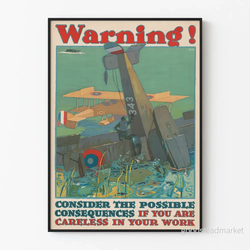 Vintage Poster Varning - Konsekvenser av bristande arbetsvård
