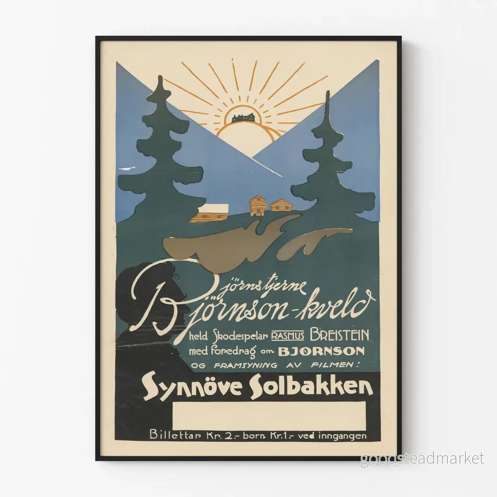Vintageposter av Bjornstjerne Bjornson Kväll Synnöve Solbakken