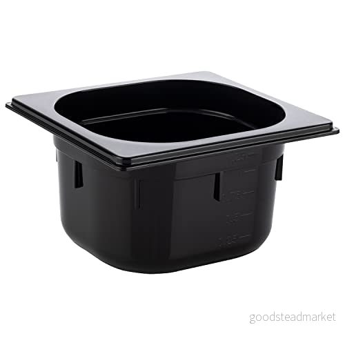 APS 82077 GN 1/6 behållare, gastronorbehållare av polykarbonat, mått 160 x mm/höjd 100 mm/volym 1,5 liter, svart 4004133820777