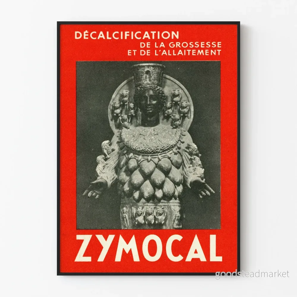 Vintageposter Zymocal - Röd och svart väggdekoration
