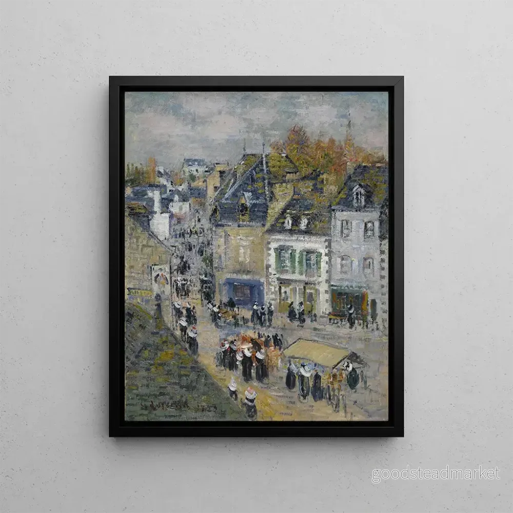 Målning Marknad i Pont – Aven – Gustave Loiseau Målning Marknad i Pont – Aven – Gustave Loiseau