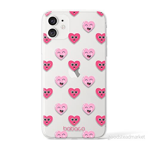 ERT GROUP mobiltelefonfodral för Apple Iphone 11 originalt och officiellt licensierat Babaco mönster Hearts 006 Vit optimalt anpassad till formen på mobiltelefonen, gedeeltelijk transparant 5904805019487