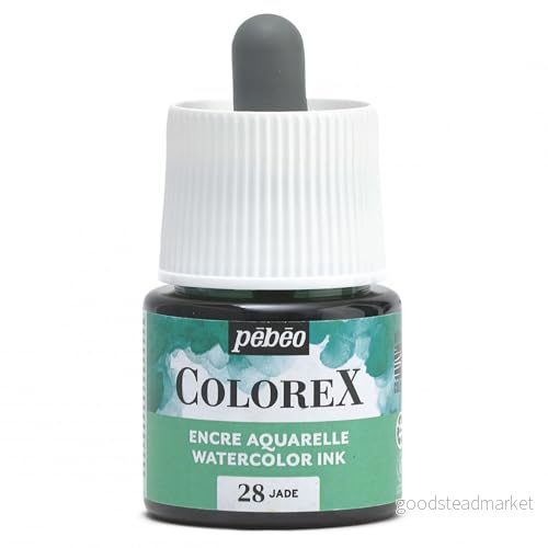 Pebeo Colorex bläck 45 ml Jade akvarellbläck grönt sammetslen rendering med flera verktyg 3167864170281