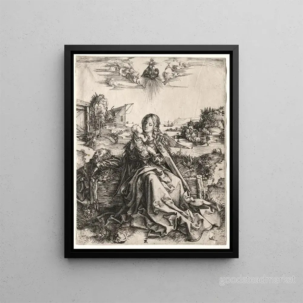 Målning La Sainte Famille avec le papillon - Albrecht Dürer | Konsttryck