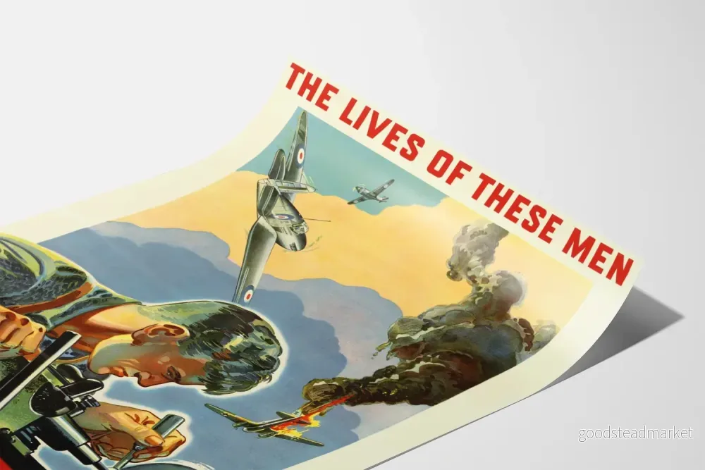 Vintage militärposter « The Lives of These Men Depend on Your Work » - Bild 3