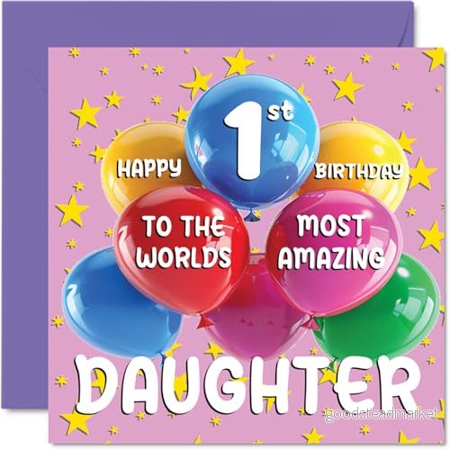 1:a dotter födelsedagskort världens mest fantastiska grattis på för från mamma pappa, 145 mm x ålder 1 ett gratulationskort till 5063152109224
