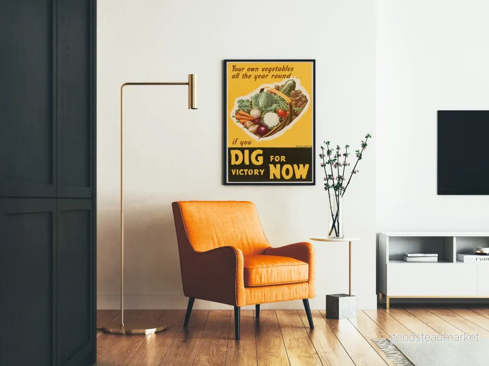 Vintage poster för väggdekoration med färska grönsaker, årsring - Bild 2