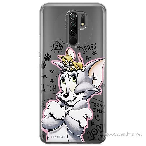 ERT GROUP mobiltelefonfodral för Xiaomi REDMI 9 originalt och officiellt licensierat Tom and Jerry mönster 004 optimalt anpassad till formen på mobiltelefonen, gedeeltelijk transparant 5904805247361