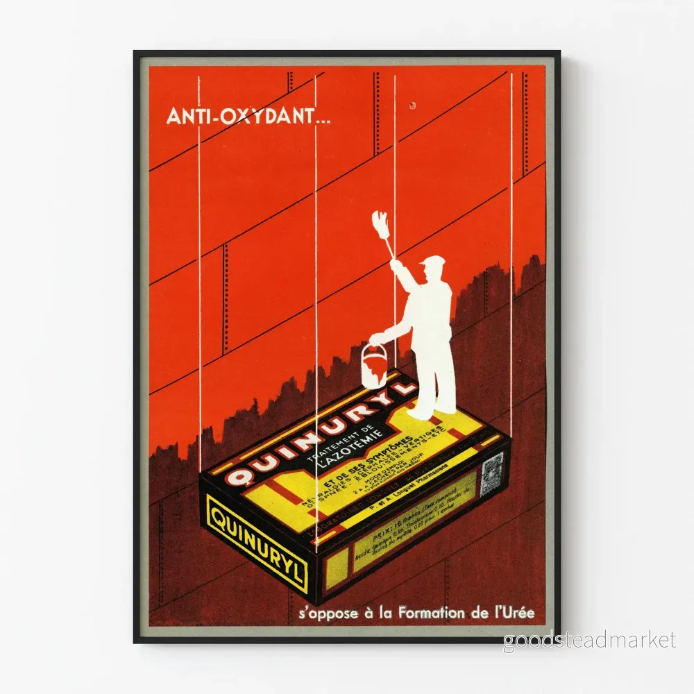 Vintage reklamposter för Quinuryl – behandling av azotemi