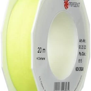 C.E. Pattberg NEON DREAM band med trådkant yellow (gul), 20 m slipband för färgglada presenttillfällen, 25 mm bredd, små presentförpackningar, dekorationer & applikationer 4009236097934