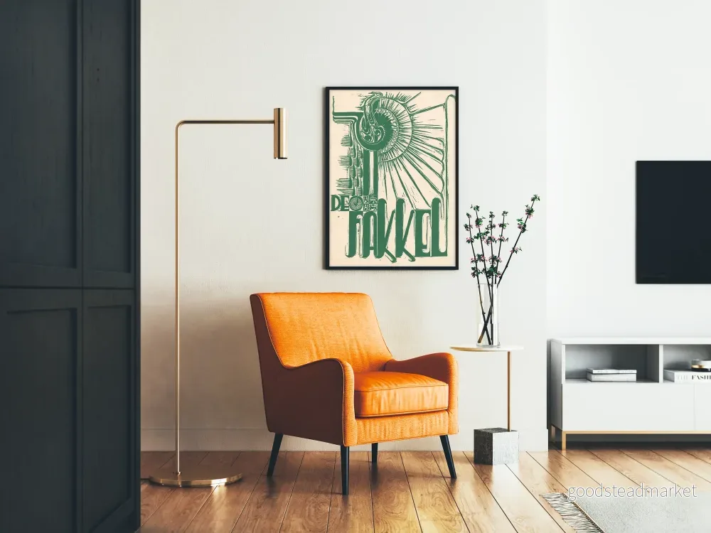 Dekorativ poster av Fakkel med vintage grafisk design i grönt - Bild 2