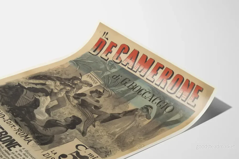 Vintageposter Il Decamerone av G. Boccaccio - Väggdekoration för klassisk litteratur - Bild 3