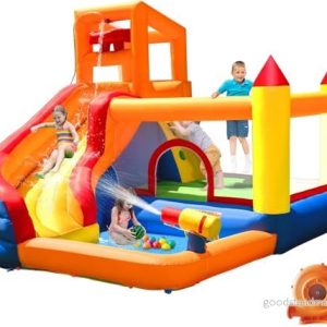 Ballsea Stor hoppborg med fläkt, torr /vattenrutschkana, lämplig för barn från 3 till 10 år, hoppslott användning inomhus eller utomhus, 320 x 280 232 cm 761594154752