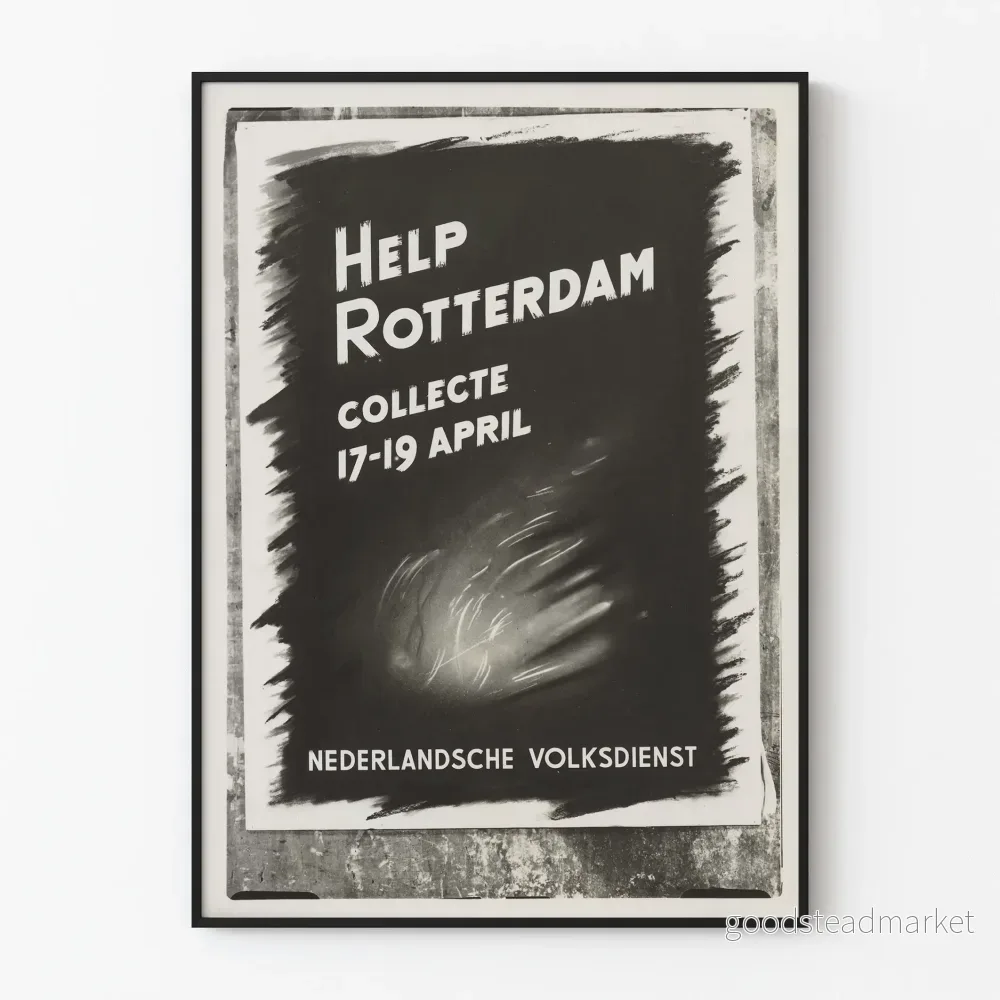 Vintageposter Help Rotterdam Samling 17–19 april Väggdekoration
