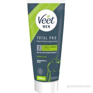 Veet Men hårborttagningskräm för överkropp och ben män, hårborttagning på 36 minuter 200 ml rör spatel 9300631115434